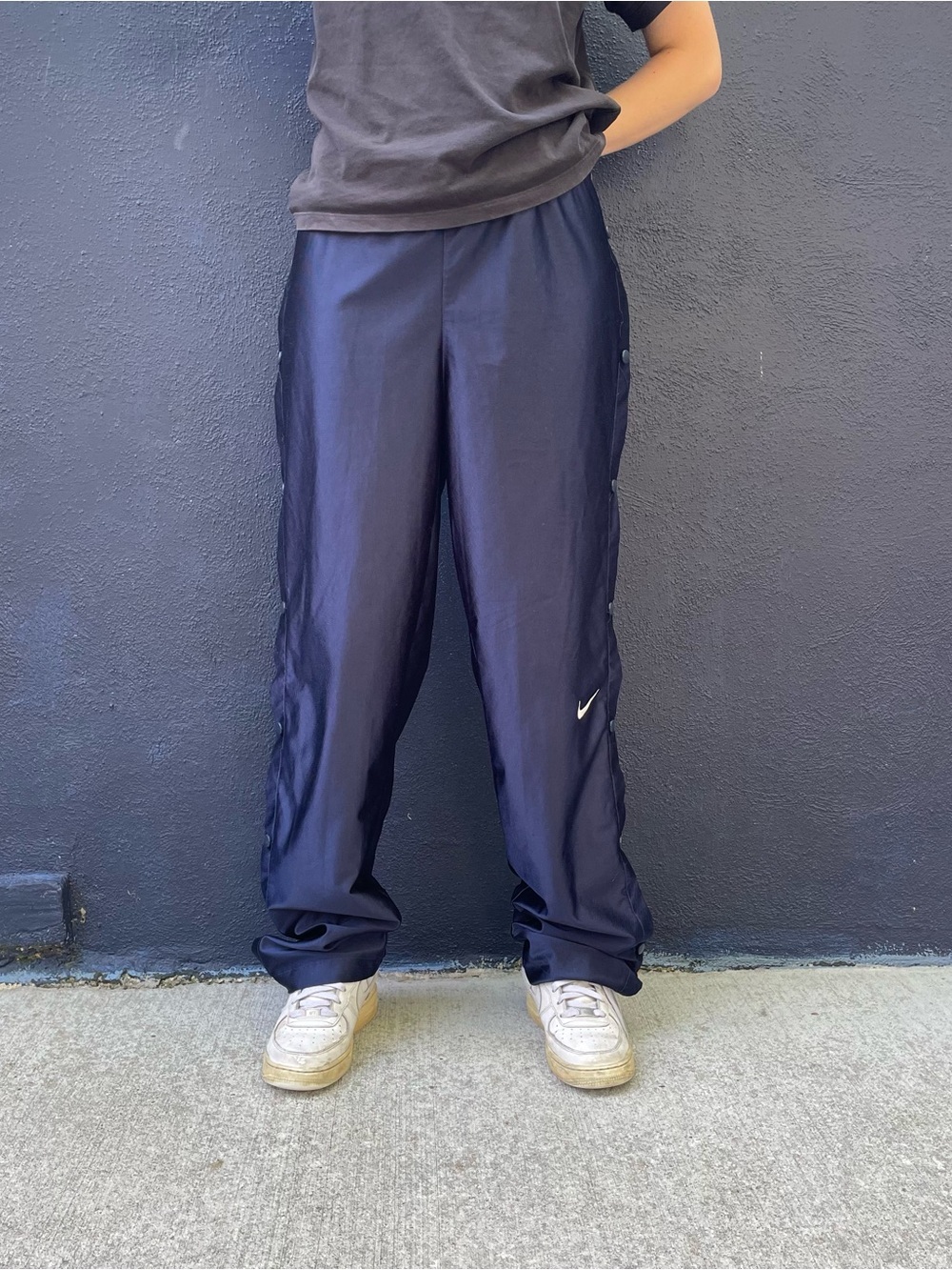 Vintage 90s navy blue Nike dazzle tear away track pants size large - Picture 2 of 5